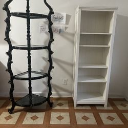 2 SET PC Two Shelves, black, detailed, white bookshelf, furniture 