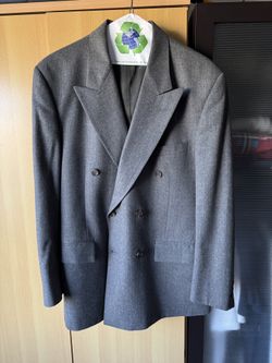 VINTAGE Brooks Brothers gray flannel double breasted peak lapel blazer USA Made 41R pristine condition