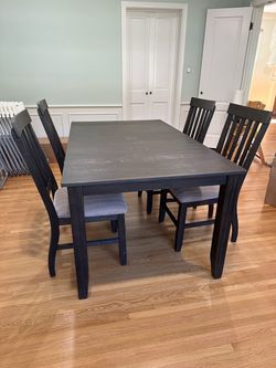Dark Wood Dining Table with 4 Chairs