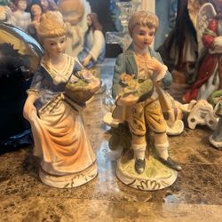 X2 ) Vintage Porcelain Figures Perfect Condition 