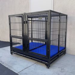 $280 (Brand New) X-Large 49” heavy duty folding dog cage 49x38x43” double-door kennel w/ divider