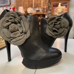 Kelsi Dagger Rosabella Black Leather Ankle Boots Booties size 6 Made Brazil 