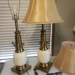 Stiffel  Porcelain And Brass Lamps 