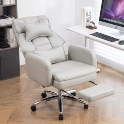 Swivel Ergonomic Office Chair, Technology Leather High Back Office Chair with Lumbar Support Headrest, Sedentary Comfortable Boss Chair, 155° Reclinin