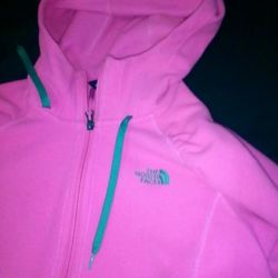 hot pink North face fleece with hoodie