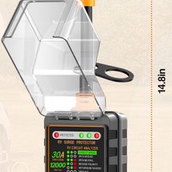 (9000E) RV Surge Protectors 30 Amp, 𝟏𝟐𝟎𝟎𝟎 Joules RV Circuit Analyzer, IP68 Surge Voltage Protection, RV Adapter Plug for Camper,RV Essentials Kit