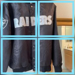 STARTER Black Label Raiders Black Satin Jacket 