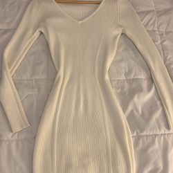 White Midi Sweater Long Sleeve Dress