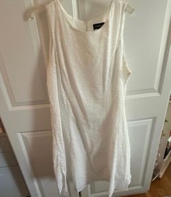 Liz Claiborne size 16-18 sleeveless lined eyelet white beach summer dress