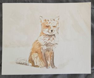 Fox in the snow. painting
