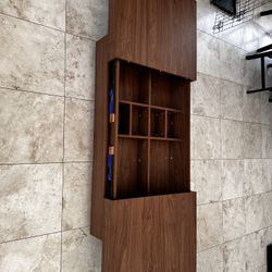 Modern Walnut Rectangular Coffee Table With Sliding Top And Hidden Storage