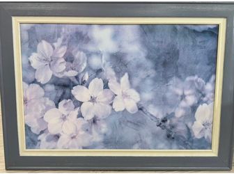 Large Framed Floral Wall Art 54” x 39”
