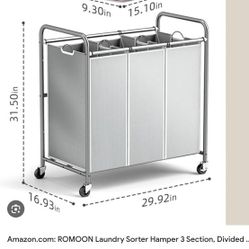 ROMOON LS3600 Laundry Sorter Cart Hamper