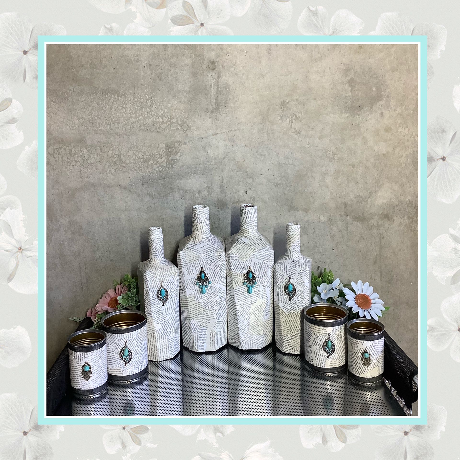 ๐ธ 8PC: DECOR DISPLAY BOTTLE CAN TURQUOISE HOME ART PIECE LIVING SPACE HOLDERS