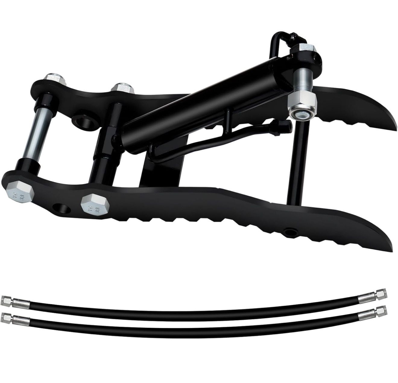 Hydraulic Thumb Clip For Mini Excavators Attachments, Metal Grab Clip Thumb with 2*M14 Hoses for Single Hole Hydraulic Thumb Clip without L-Shaped Bra