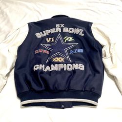 Vintage Never Worn NFL Gear Leather Sleeve Dallas Cowboys 5 Time Super Bowl Champions Jacket. Size X-large. Retailed $375 