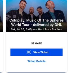 Cold Play Concert Tickets