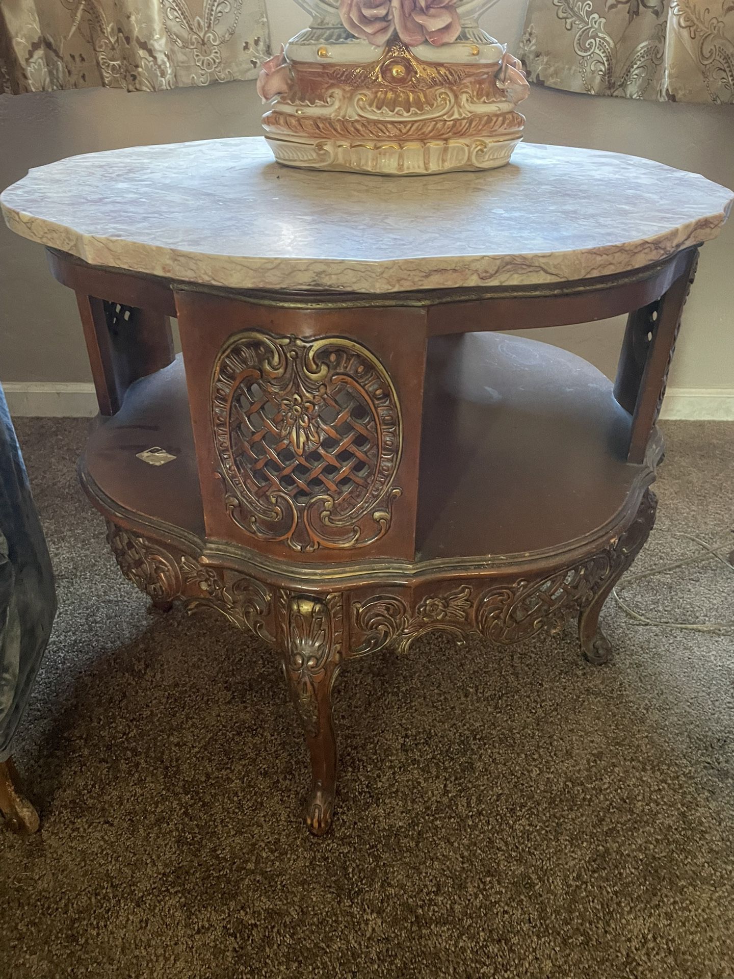 Vintage Antique Lamp And Side Tables