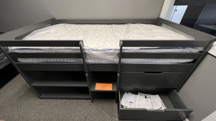 twin sized loft bed w/ storage