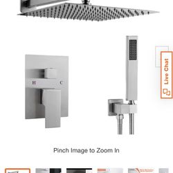 Brand New Rainwater Shower Head W/ Handheld Nozzle - Brushed Nickel (2)