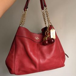 Coach Lexy Pebbled Leather Shoulder Bag In Red