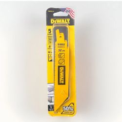 DEWALT 5 Piece Set Of 14 TPI Bi-Metal 6” Blades #DWAR6114