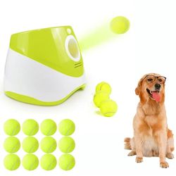Dog Ball Thrower Launcher,Automatic Ball Launcher for Dogs with 12 mini Tennis Balls,Thrower Distance 10-30ft,interacive Dog Toys Tennis Ball Launcher