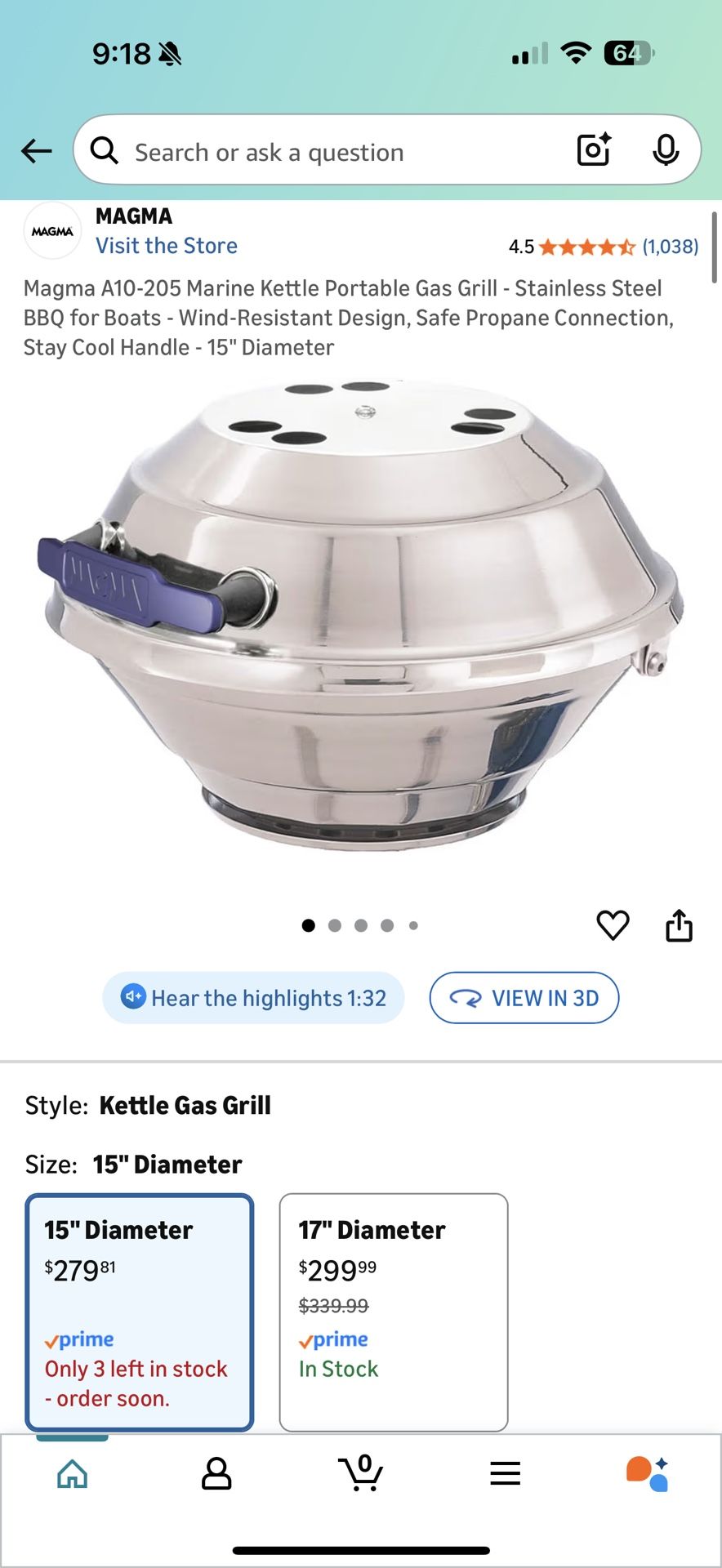 Magma BBQ Grill For Boats