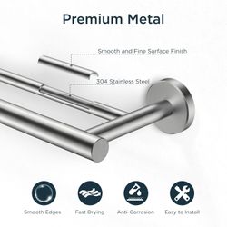 FORIOUS Double Towel Bar 24inch Towel Rack For Bathroom Wall Mounted