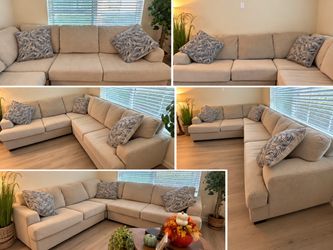 Beige L-Shaped Sectional Sofa – $250