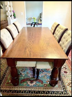 Solid wood dining table with 6 chairs