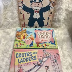 Set of 3 Hasbro Hobby Lobby Canvas Art Pieces-Monopoly-Chutes Ladders-Candy Land