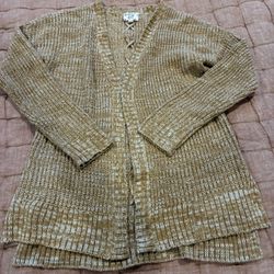 Hippie Rose yellow open cardigan women size S