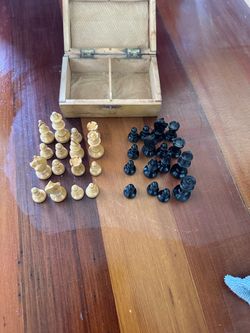 vintage chess set with wooden pieces