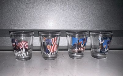 Set of 4 Donald Trump Shot Glasses “Fight! Fight!” “You Can’t Take A Shot At Me”