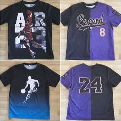 3-Basketball Theme Shirts- AIR JORDAN, KOBE BRYANT & A GRAPHIC SHIRT (LARGE)