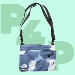 Supreme The North Face Bleached Denim Print Shoulder Bag