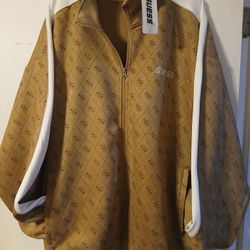 Guess Mens Xxl Allover Print Jacket Fleece 