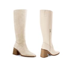 Women's Knee High Boots Wide Calf Square Toe Chunky Heeled Size 8.5