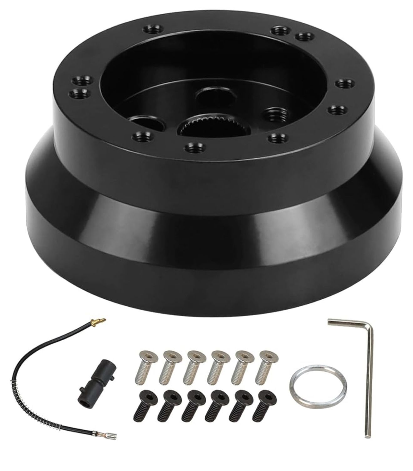 Universal 5 & 6 Hole Steering Wheel Hub Adapter Compatible with Chevy GMC Trucks Pickup Vans Jeep Chrysler Dodge Pontiac Cadillac,Billet Aluminum Poli