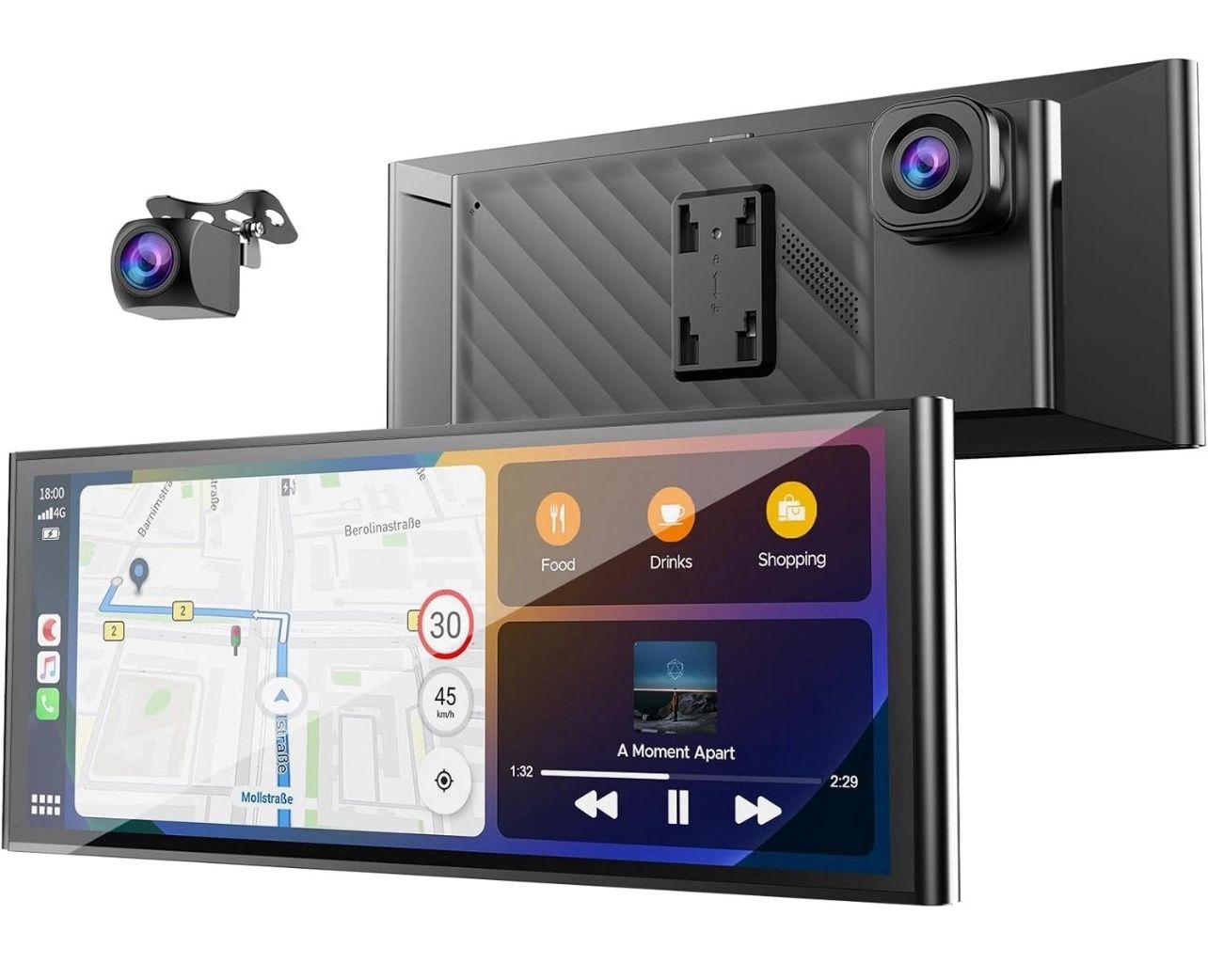 9.26'' Carplay Screen for Car with 4K Dash Cam, Compatible with Apple Carplay & Android Auto, Carplay with 1080p Backup Camera, Mirror Link, Loop Reco