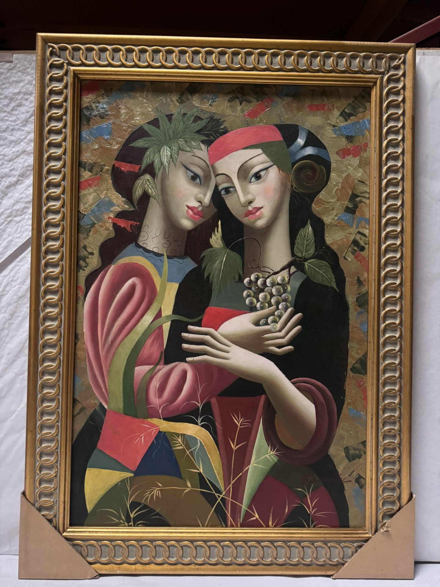 Hand-Painted Oil Painting Wooden Frame 43” x 31”