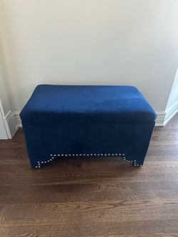Blue Velvet Storage Ottoman /Bench