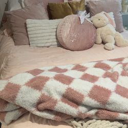 Queen Bed Frame, Mattress, And Box Spring