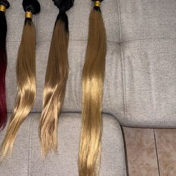 22-24 inch blonde bundle and 20inch black and red ombre bundle