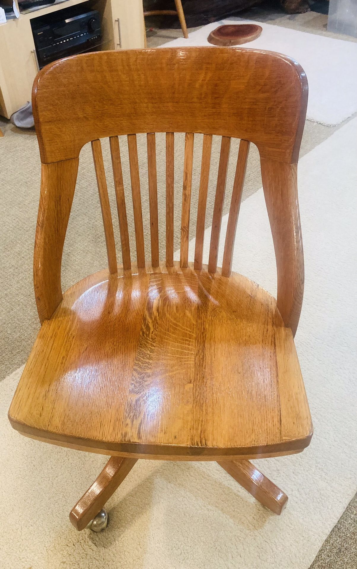 Vintage 1950 Solid Oak Desk Chair