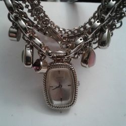 GUESS Charm Bracelet Ladies Watch,w/a Variety of Chain Styles&glass Charms