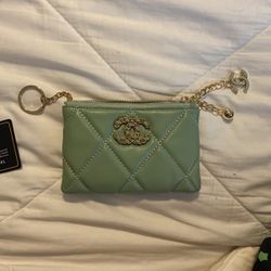   Barely Used Chanel Tiny Green Coin Purse 