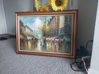 Large Oil painting - Paris Street