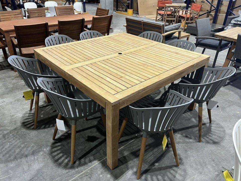 9-Piece Teak Patio Dining Set – Brand New Open Box | Heavy Duty + Commercial Grade